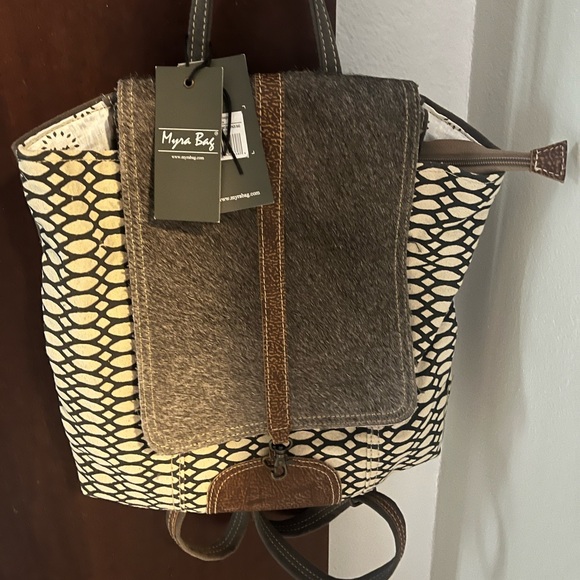 Handbags - Myra Bag Artist Impressions Backpack with real hide fur